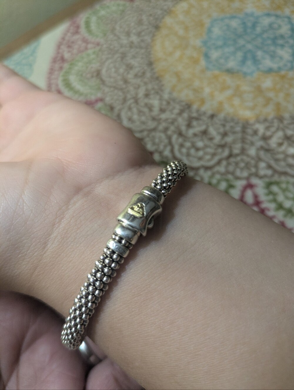 Two-Tone Five Ring Diamond Caviar Bracelet | 6mm - Picture 11 of 11